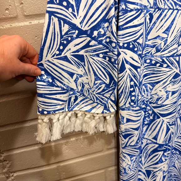 J McLaughlin Brenda Shift Dress Catalina Blue White Willow Bluff Tassel Small - Picture 9 of 15